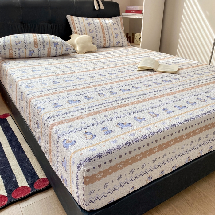 91家纺网 家纺一手货源 找家纺 赛琳 2026新款泡芙纱床笠系列单床笠床笠单件（有买家秀） 费尔岛木马