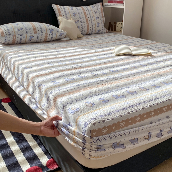 91家纺网 家纺一手货源 找家纺 赛琳 2026新款泡芙纱床笠系列单床笠床笠单件（有买家秀） 费尔岛木马