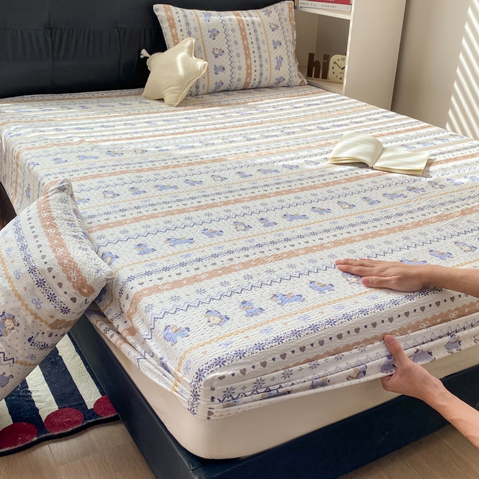 91家纺网 家纺一手货源 找家纺 赛琳 2026新款泡芙纱床笠系列单床笠床笠单件（有买家秀） 费尔岛木马