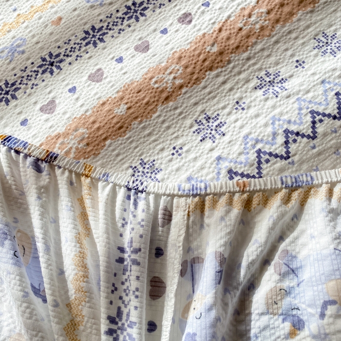 91家纺网 家纺一手货源 找家纺 赛琳 2026新款泡芙纱床笠系列单床笠床笠单件（有买家秀） 费尔岛木马