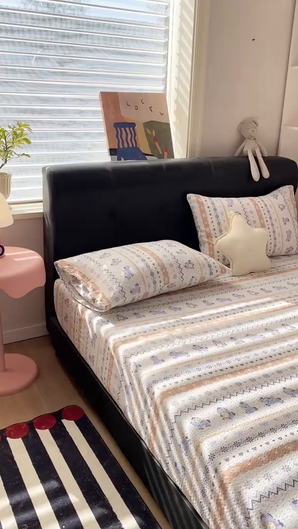 91家纺网 家纺一手货源 找家纺 赛琳 2026新款泡芙纱床笠系列单床笠床笠单件（有买家秀） 费尔岛木马