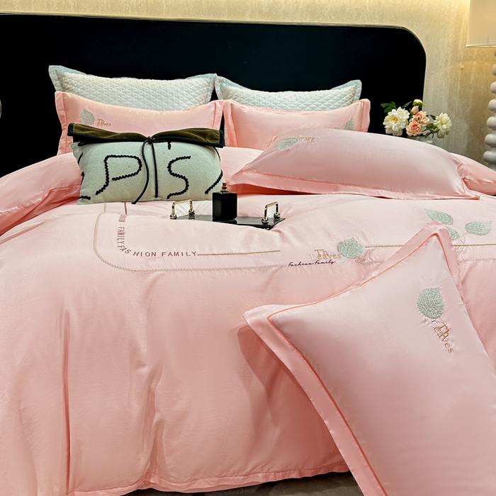 91家纺网 家纺一手货源 找家纺 昊翔家纺 2026全棉纯棉刺绣花四件套40支长绒棉100% 棉礼盒包装 醉清风-樱花玉