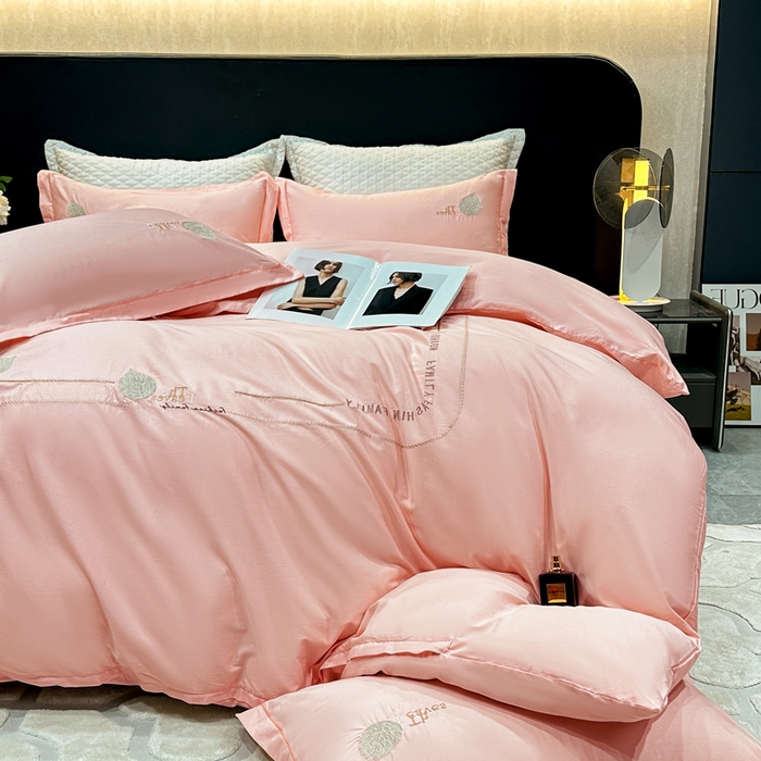 91家纺网 家纺一手货源 找家纺 昊翔家纺 2026全棉纯棉刺绣花四件套40支长绒棉100% 棉礼盒包装 醉清风-樱花玉