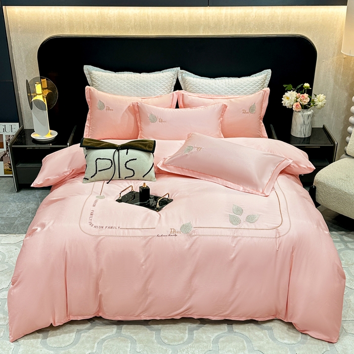 昊翔家纺 2026全棉纯棉刺绣花四件套40支长绒棉100% 棉礼盒包装 醉清风-樱花玉