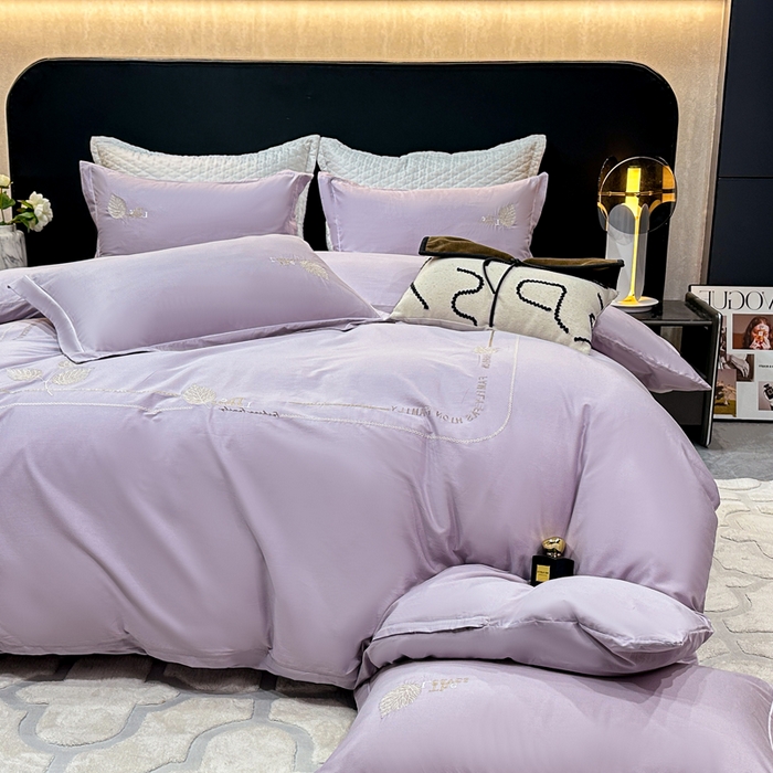 91家纺网 家纺一手货源 找家纺 昊翔家纺 2026全棉纯棉刺绣花四件套40支长绒棉100% 棉礼盒包装 醉清风-紫色