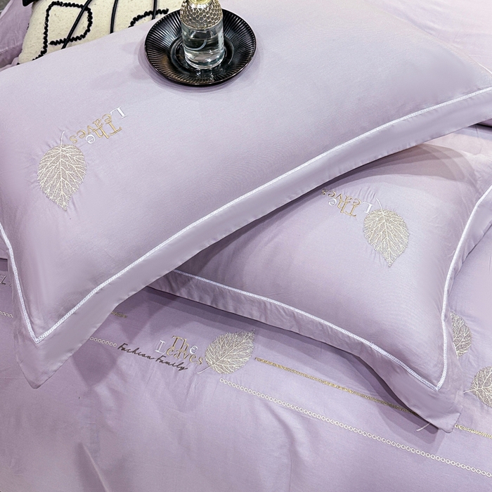 91家纺网 家纺一手货源 找家纺 昊翔家纺 2026全棉纯棉刺绣花四件套40支长绒棉100% 棉礼盒包装 醉清风-紫色