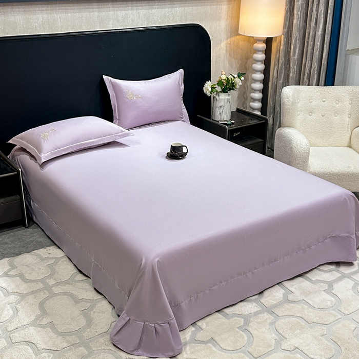 91家纺网 家纺一手货源 找家纺 昊翔家纺 2026全棉纯棉刺绣花四件套40支长绒棉100% 棉礼盒包装 醉清风-紫色