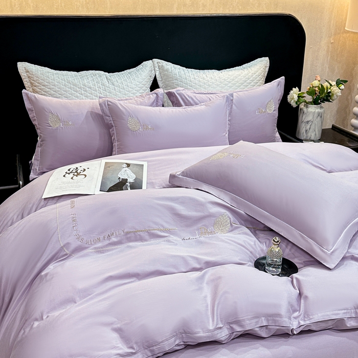 91家纺网 家纺一手货源 找家纺 昊翔家纺 2026全棉纯棉刺绣花四件套40支长绒棉100% 棉礼盒包装 醉清风-紫色