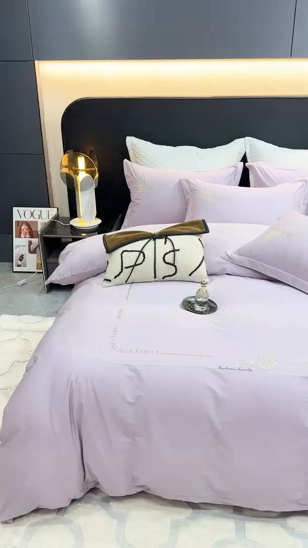 91家纺网 家纺一手货源 找家纺 昊翔家纺 2026全棉纯棉刺绣花四件套40支长绒棉100% 棉礼盒包装 醉清风-紫色