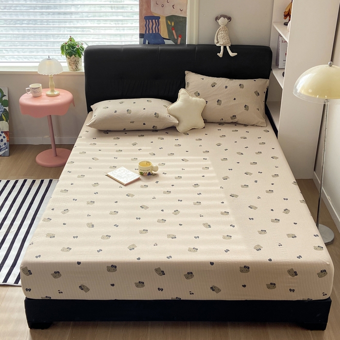 91家纺网 家纺一手货源 找家纺 赛琳 2026新款泡芙纱床笠系列单床笠床笠单件（有买家秀） 咖啡小猫