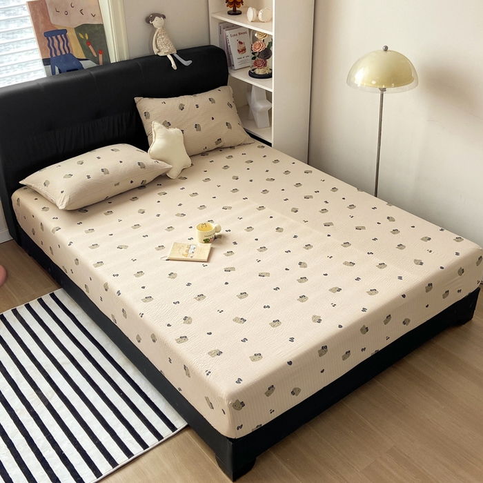 91家纺网 家纺一手货源 找家纺 赛琳 2026新款泡芙纱床笠系列单床笠床笠单件（有买家秀） 咖啡小猫