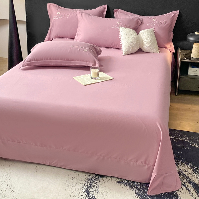 91家纺网 家纺一手货源 找家纺 昊翔家纺 2026全棉纯棉刺绣花四件套40支长绒棉100% 棉礼盒包装 朝花-贵族粉