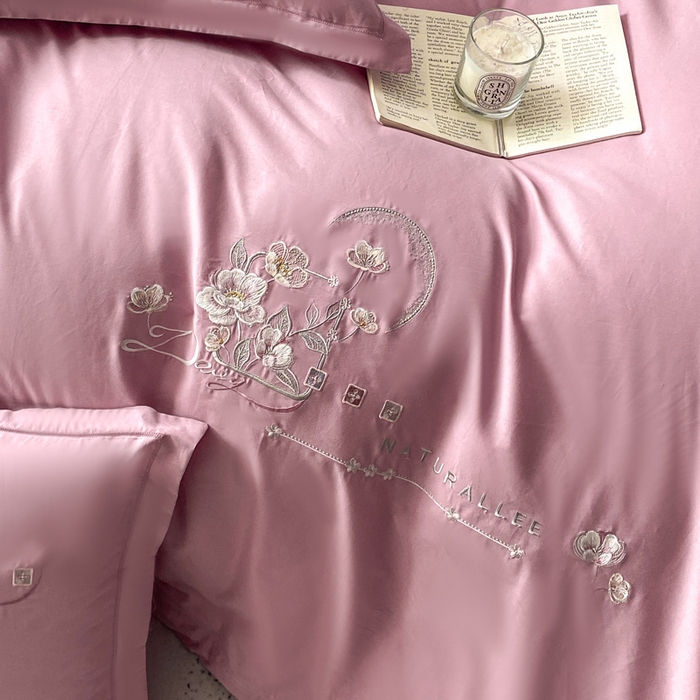 91家纺网 家纺一手货源 找家纺 昊翔家纺 2026全棉纯棉刺绣花四件套40支长绒棉100% 棉礼盒包装 朝花-贵族粉