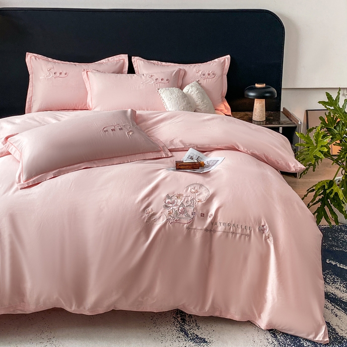 91家纺网 家纺一手货源 找家纺 昊翔家纺 2026全棉纯棉刺绣花四件套40支长绒棉100% 棉礼盒包装 朝花-浅玉