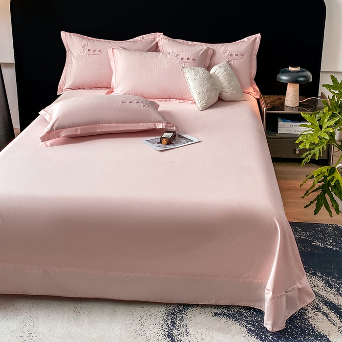 91家纺网 家纺一手货源 找家纺 昊翔家纺 2026全棉纯棉刺绣花四件套40支长绒棉100% 棉礼盒包装 朝花-浅玉