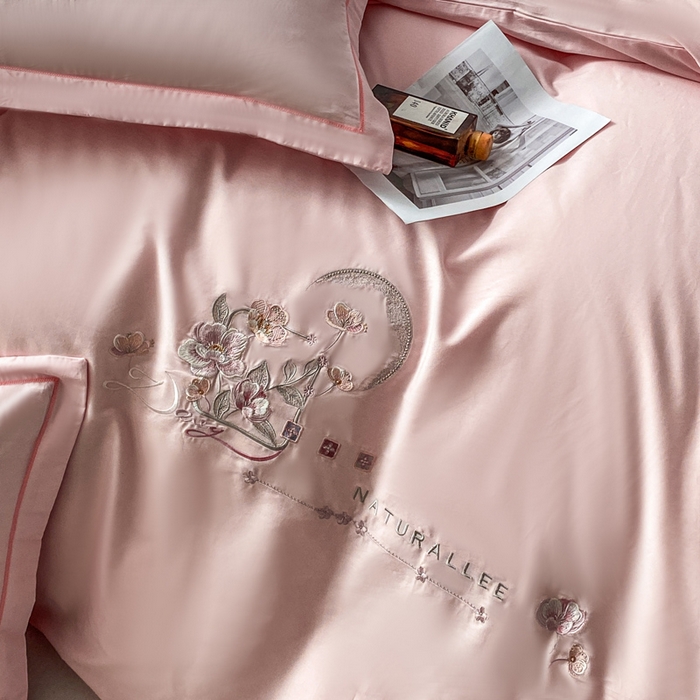 91家纺网 家纺一手货源 找家纺 昊翔家纺 2026全棉纯棉刺绣花四件套40支长绒棉100% 棉礼盒包装 朝花-浅玉