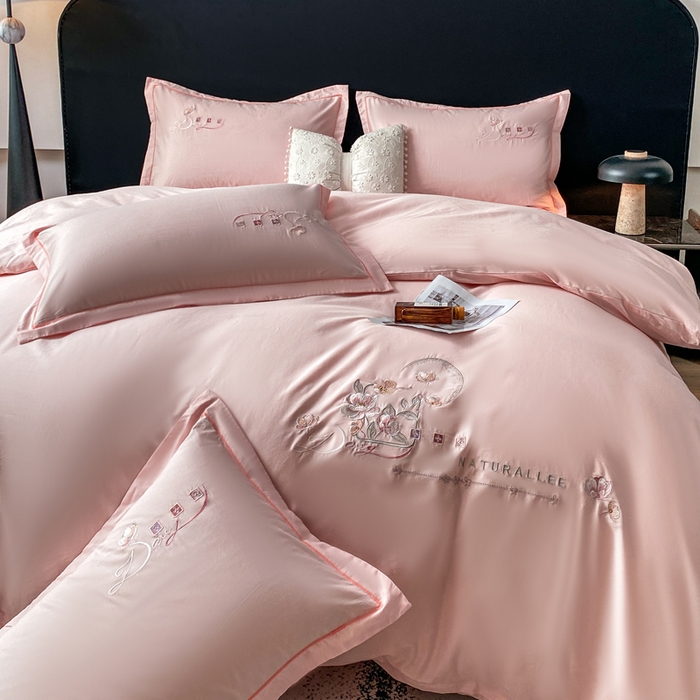 91家纺网 家纺一手货源 找家纺 昊翔家纺 2026全棉纯棉刺绣花四件套40支长绒棉100% 棉礼盒包装 朝花-浅玉