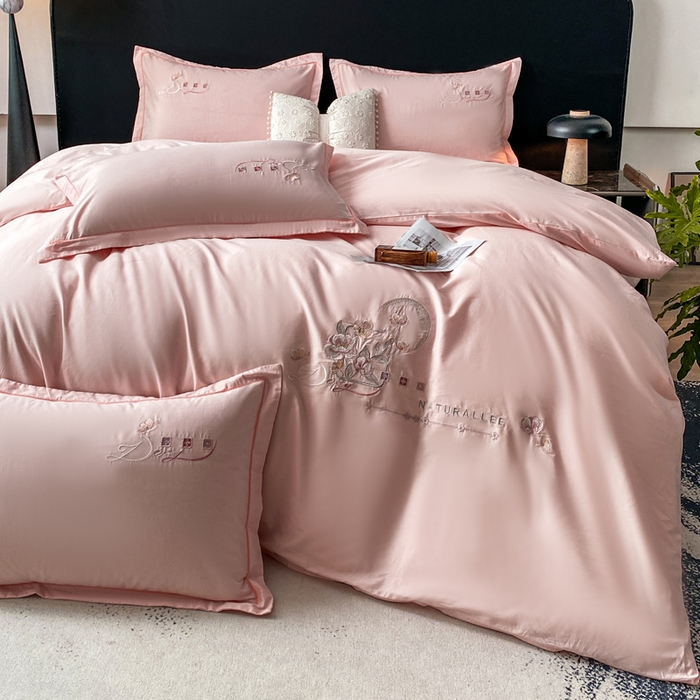 91家纺网 家纺一手货源 找家纺 昊翔家纺 2026全棉纯棉刺绣花四件套40支长绒棉100% 棉礼盒包装 朝花-浅玉