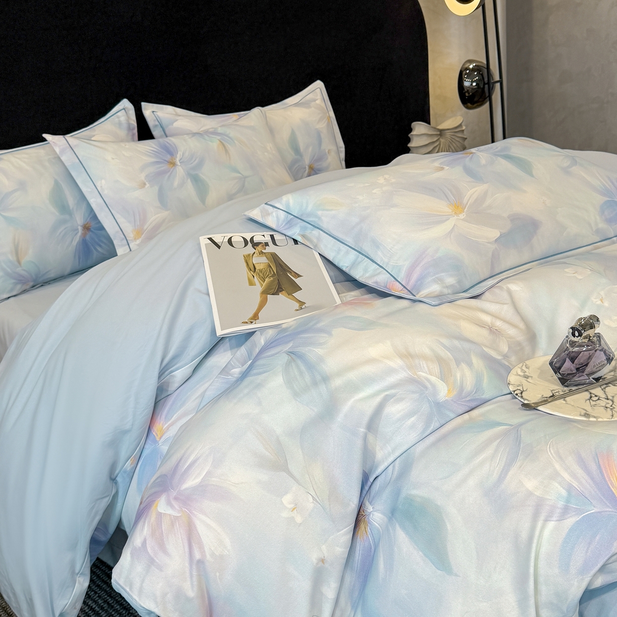 91家纺网 家纺一手货源 找家纺 喜四方 2026新款100%全棉60支长绒棉数码印花四件套（控价不低于180）心事花语-粉