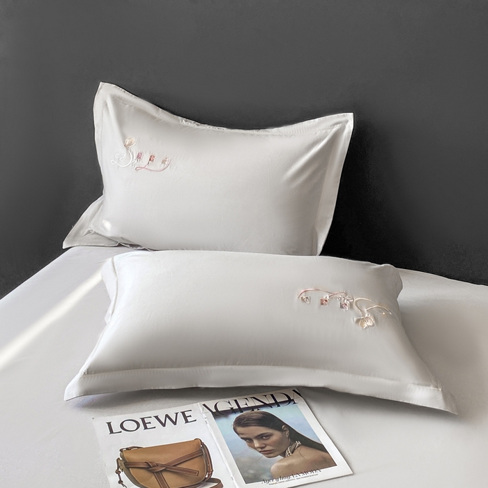 91家纺网 家纺一手货源 找家纺 昊翔家纺 2026全棉纯棉刺绣花四件套40支长绒棉100% 棉礼盒包装 朝花-银灰