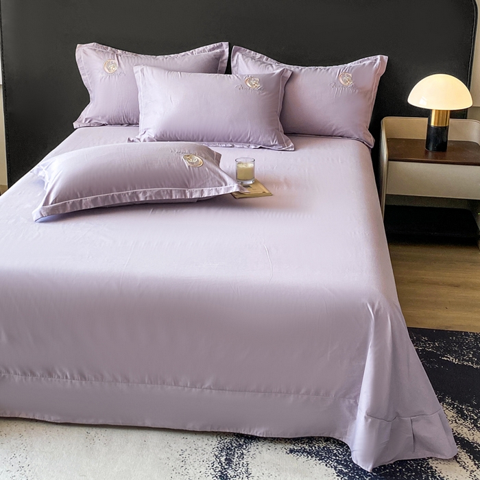 91家纺网 家纺一手货源 找家纺 昊翔家纺 2026全棉纯棉刺绣花四件套40支长绒棉100% 棉礼盒包装 澜韵-淡雅紫