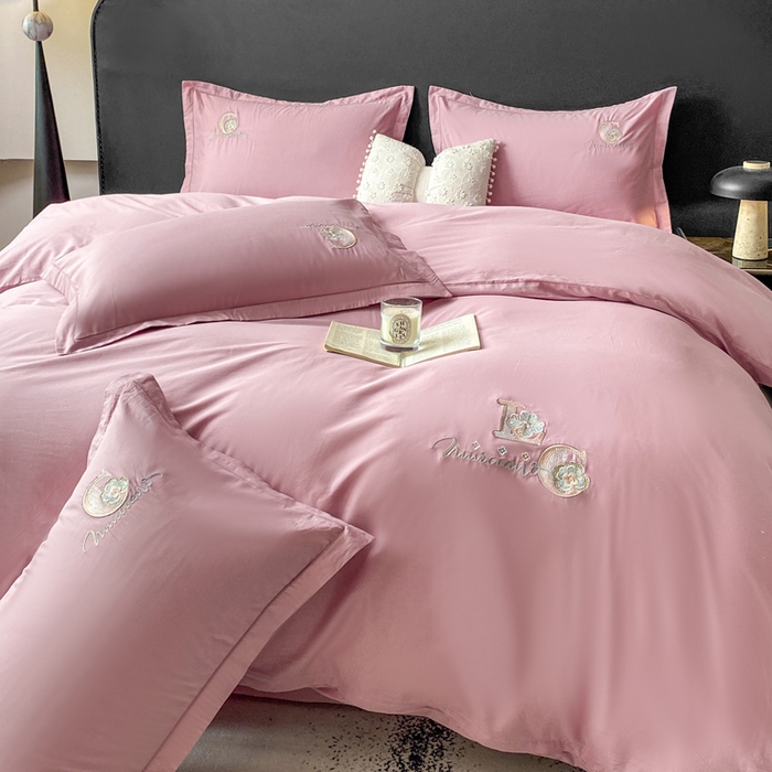 91家纺网 家纺一手货源 找家纺 昊翔家纺 2026全棉纯棉刺绣花四件套40支长绒棉100% 棉礼盒包装 澜韵-贵族粉