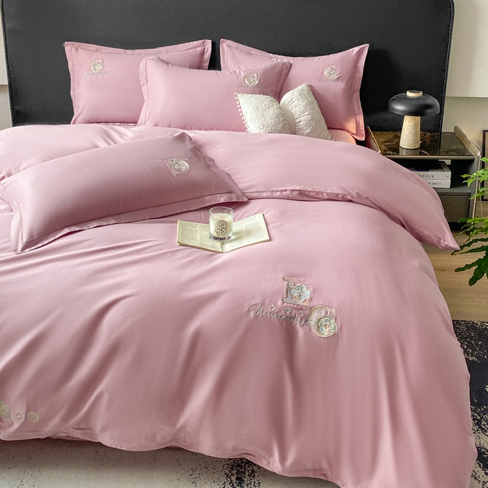 91家纺网 家纺一手货源 找家纺 昊翔家纺 2026全棉纯棉刺绣花四件套40支长绒棉100% 棉礼盒包装 澜韵-贵族粉