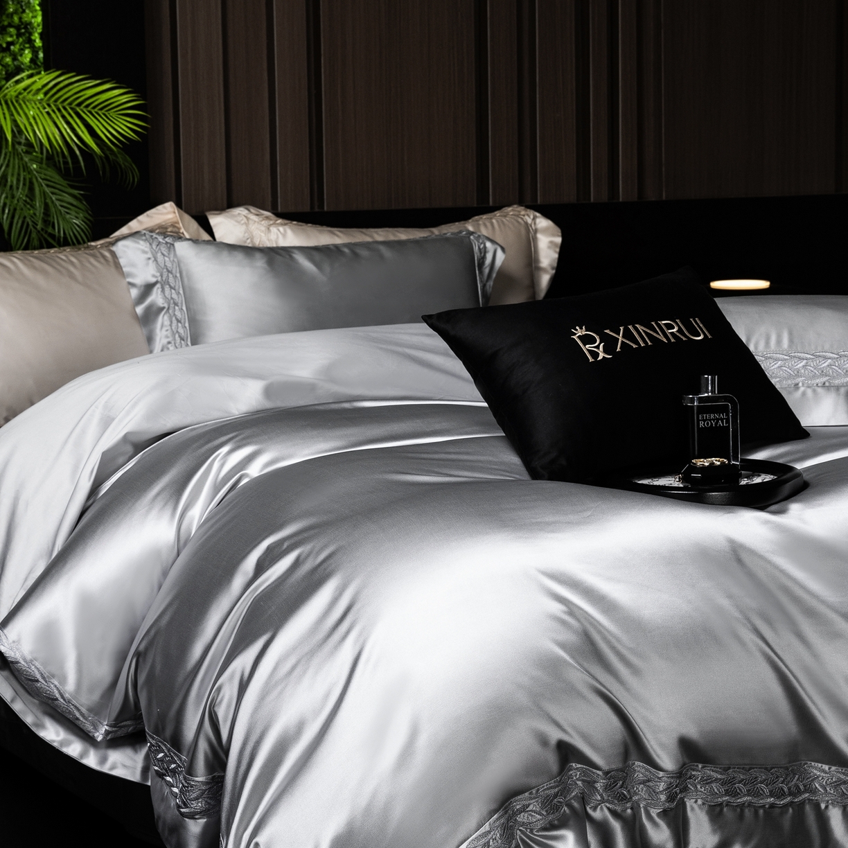 91家纺网 家纺一手货源 找家纺 馨蕊家居 2026春夏新款款100s全棉纯棉高精密四件套-米娅 米娅-高级灰