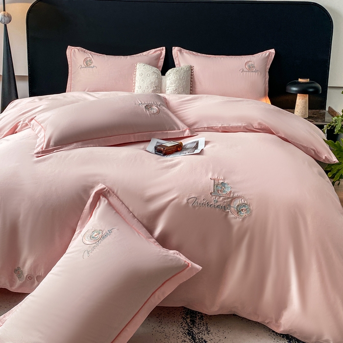 91家纺网 家纺一手货源 找家纺 昊翔家纺 2026全棉纯棉刺绣花四件套40支长绒棉100% 棉礼盒包装 澜韵-浅玉