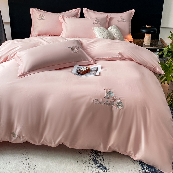 91家纺网 家纺一手货源 找家纺 昊翔家纺 2026全棉纯棉刺绣花四件套40支长绒棉100% 棉礼盒包装 澜韵-浅玉