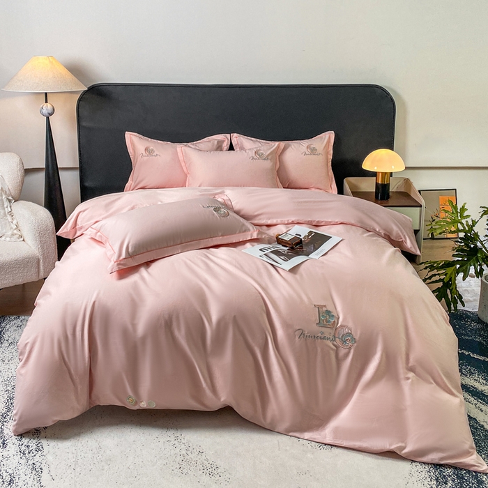 昊翔家纺 2026全棉纯棉刺绣花四件套40支长绒棉100% 棉礼盒包装 澜韵-浅玉