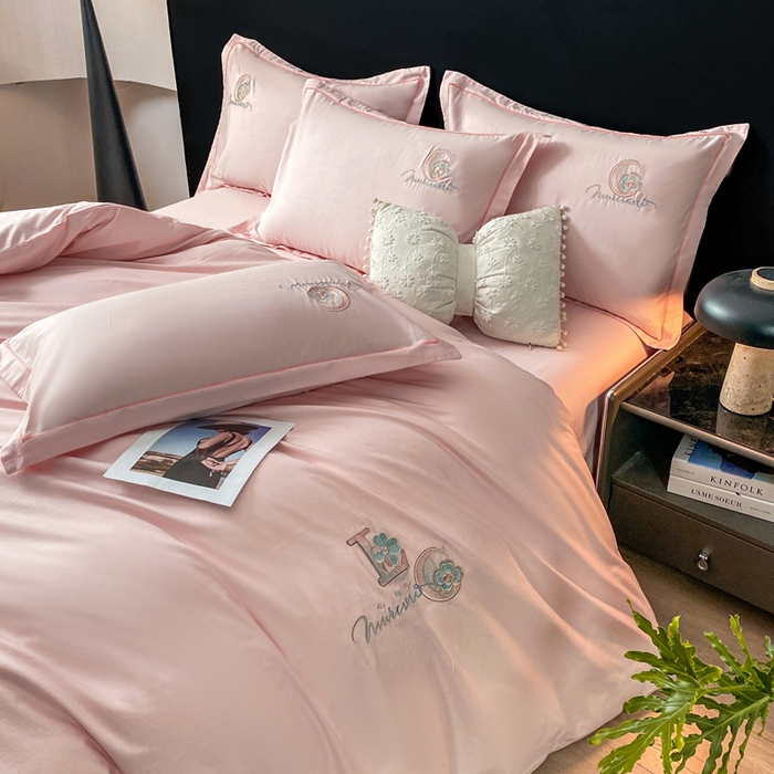 91家纺网 家纺一手货源 找家纺 昊翔家纺 2026全棉纯棉刺绣花四件套40支长绒棉100% 棉礼盒包装 澜韵-浅玉