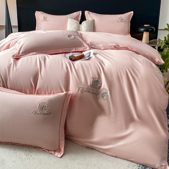 91家纺网 家纺一手货源 找家纺 昊翔家纺 2026全棉纯棉刺绣花四件套40支长绒棉100% 棉礼盒包装 澜韵-浅玉