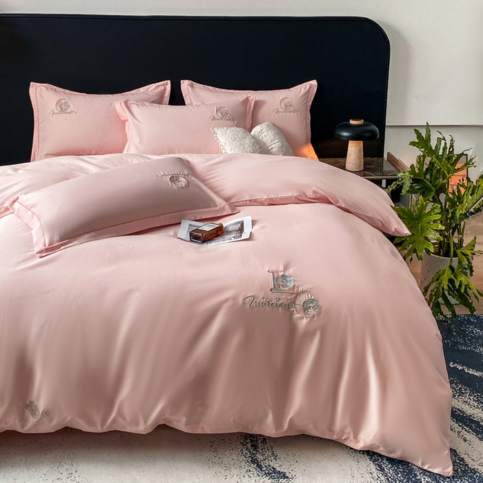 91家纺网 家纺一手货源 找家纺 昊翔家纺 2026全棉纯棉刺绣花四件套40支长绒棉100% 棉礼盒包装 澜韵-浅玉