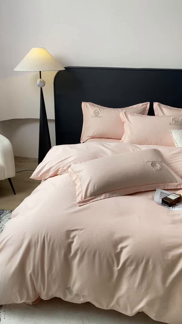 91家纺网 家纺一手货源 找家纺 昊翔家纺 2026全棉纯棉刺绣花四件套40支长绒棉100% 棉礼盒包装 澜韵-浅玉