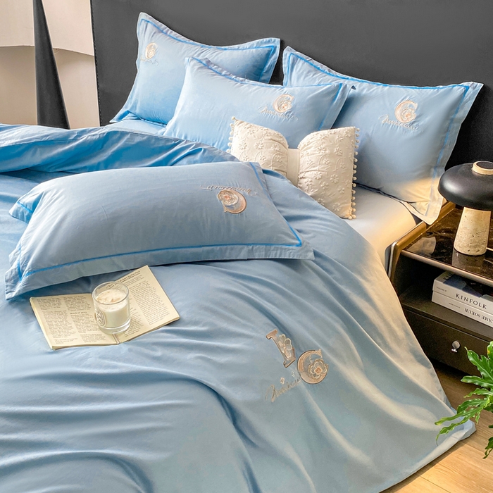 91家纺网 家纺一手货源 找家纺 昊翔家纺 2026全棉纯棉刺绣花四件套40支长绒棉100% 棉礼盒包装 澜韵-天空兰