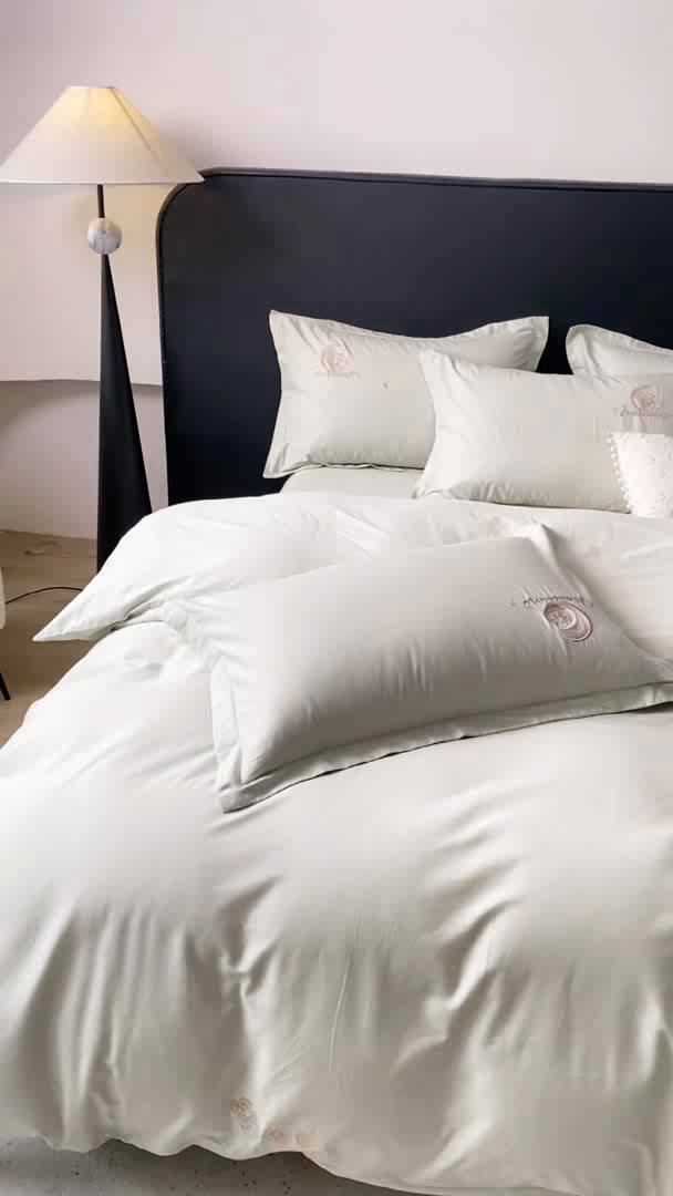 91家纺网 家纺一手货源 找家纺 昊翔家纺 2026全棉纯棉刺绣花四件套40支长绒棉100% 棉礼盒包装 澜韵-银灰