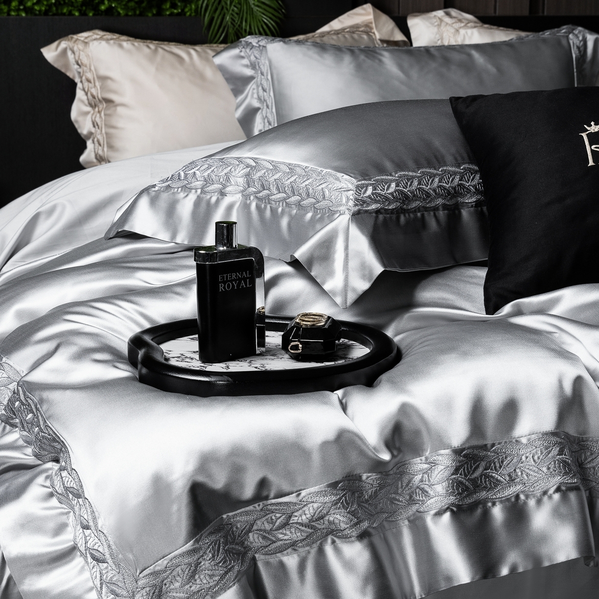 91家纺网 家纺一手货源 找家纺 馨蕊家居 2026春夏新款款100s全棉纯棉高精密四件套-米娅 米娅-高级灰