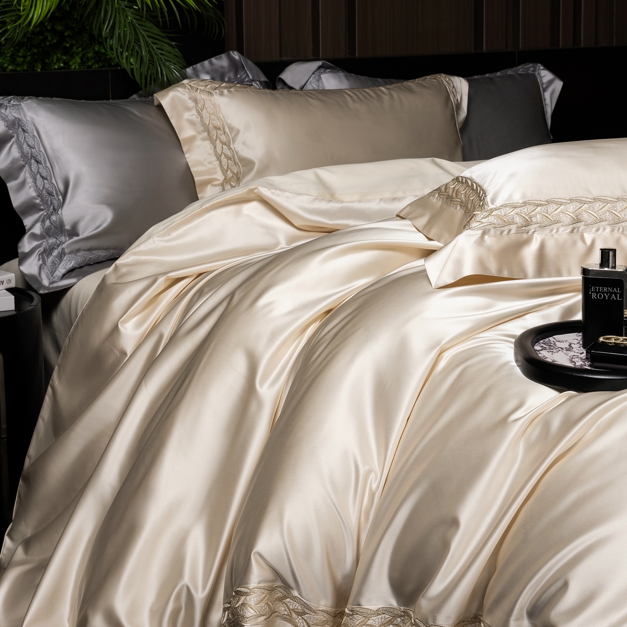 91家纺网 家纺一手货源 找家纺 馨蕊家居 2026春夏新款款100s全棉纯棉高精密四件套-米娅 米娅-奶咖