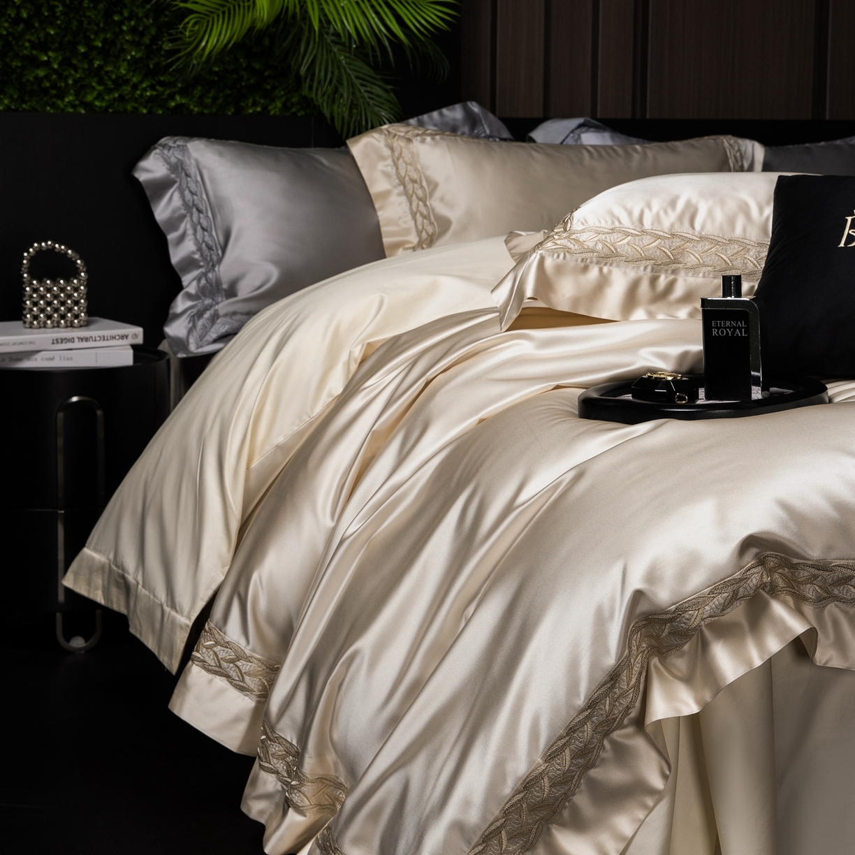 91家纺网 家纺一手货源 找家纺 馨蕊家居 2026春夏新款款100s全棉纯棉高精密四件套-米娅 米娅-奶咖