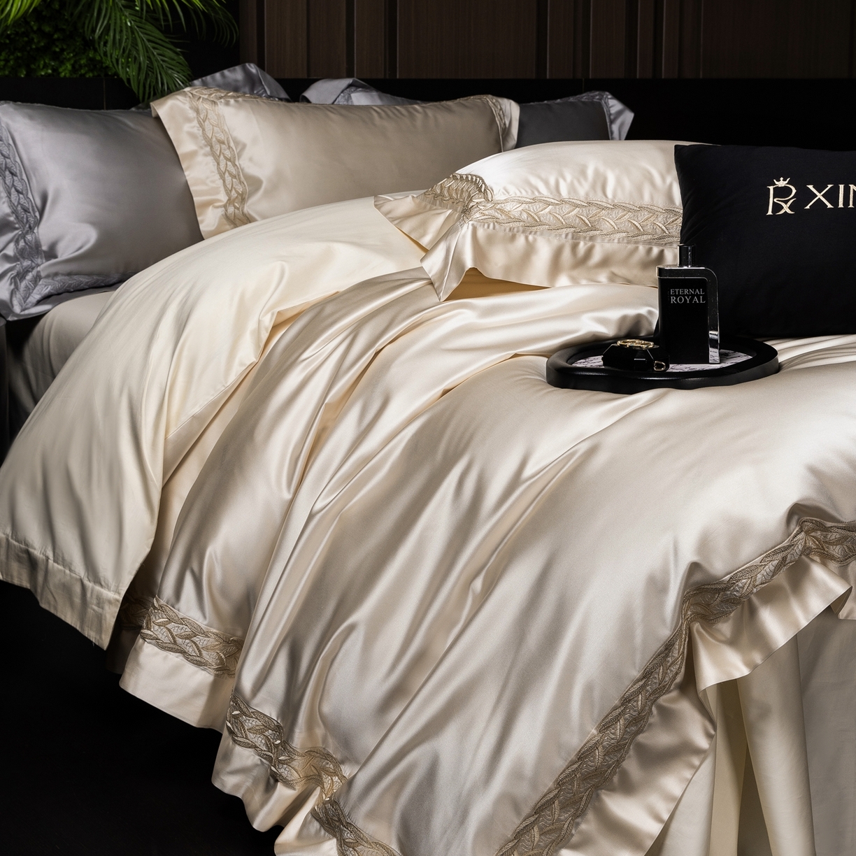 91家纺网 家纺一手货源 找家纺 馨蕊家居 2026春夏新款款100s全棉纯棉高精密四件套-米娅 米娅-奶咖