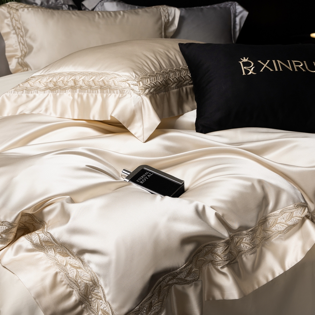 91家纺网 家纺一手货源 找家纺 馨蕊家居 2026春夏新款款100s全棉纯棉高精密四件套-米娅 米娅-奶咖