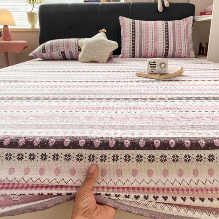 91家纺网 家纺一手货源 找家纺 赛琳 2026新款泡芙纱床笠系列单床笠床笠单件（有买家秀） 猫咪集粉