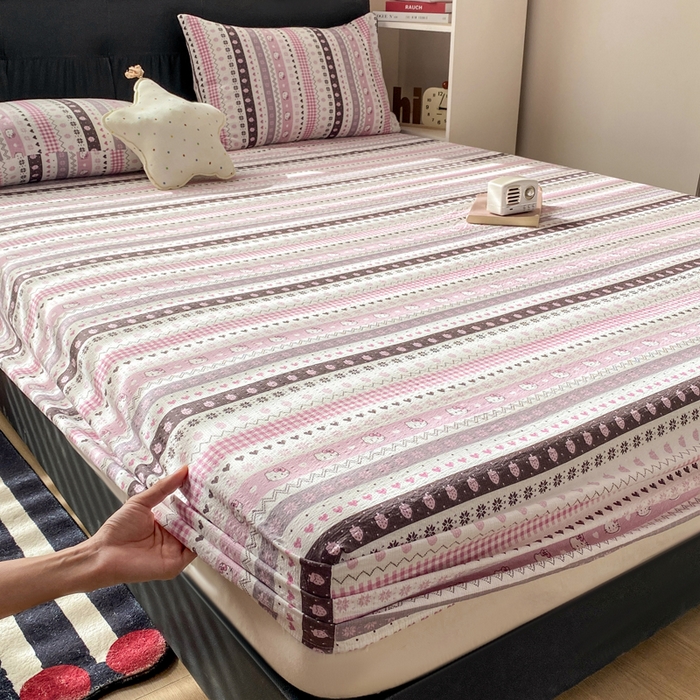 91家纺网 家纺一手货源 找家纺 赛琳 2026新款泡芙纱床笠系列单床笠床笠单件（有买家秀） 猫咪集粉