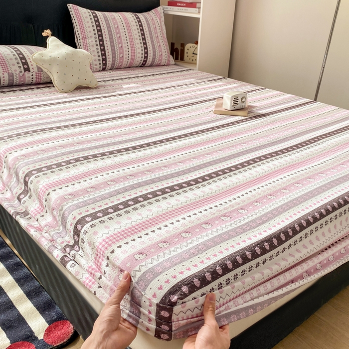 91家纺网 家纺一手货源 找家纺 赛琳 2026新款泡芙纱床笠系列单床笠床笠单件（有买家秀） 猫咪集粉