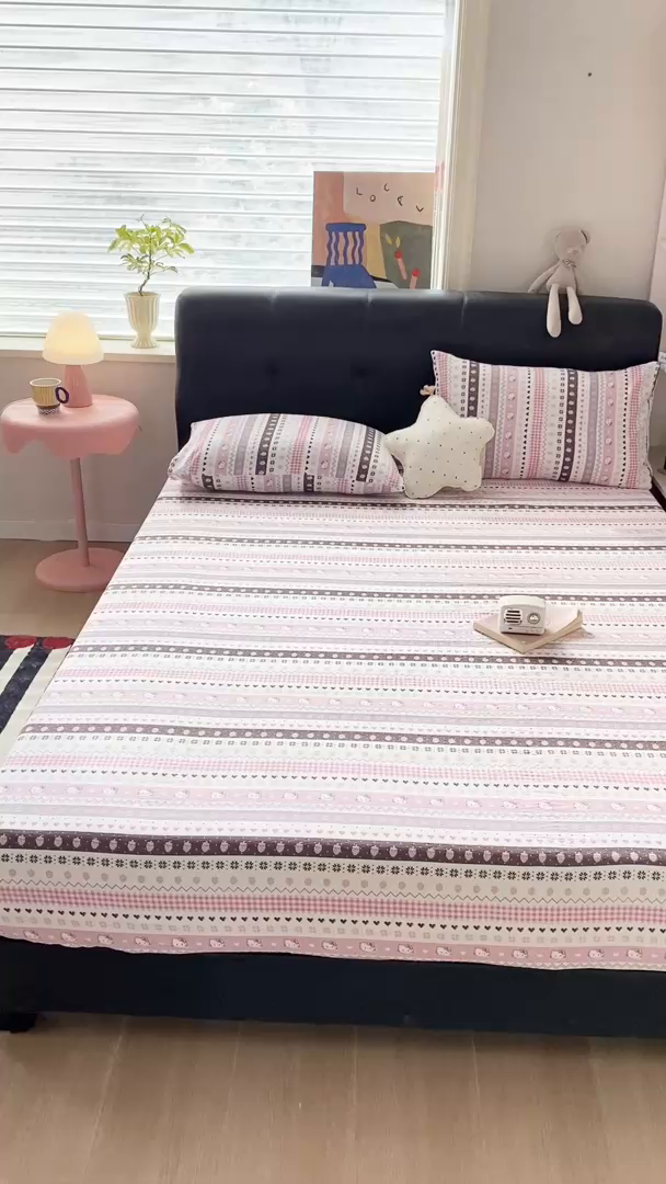 91家纺网 家纺一手货源 找家纺 赛琳 2026新款泡芙纱床笠系列单床笠床笠单件（有买家秀） 猫咪集粉