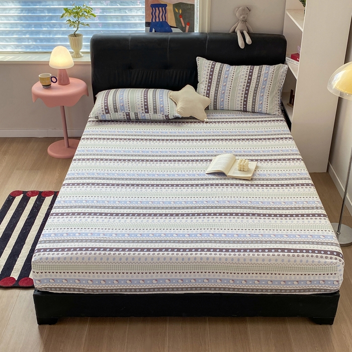 91家纺网 家纺一手货源 找家纺 赛琳 2026新款泡芙纱床笠系列单床笠床笠单件（有买家秀） 猫咪集蓝