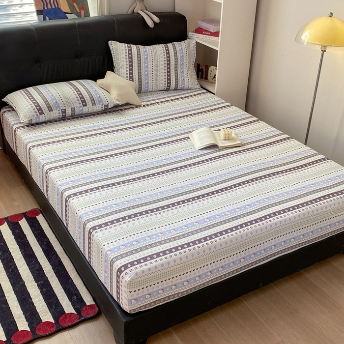 91家纺网 家纺一手货源 找家纺 赛琳 2026新款泡芙纱床笠系列单床笠床笠单件（有买家秀） 猫咪集蓝