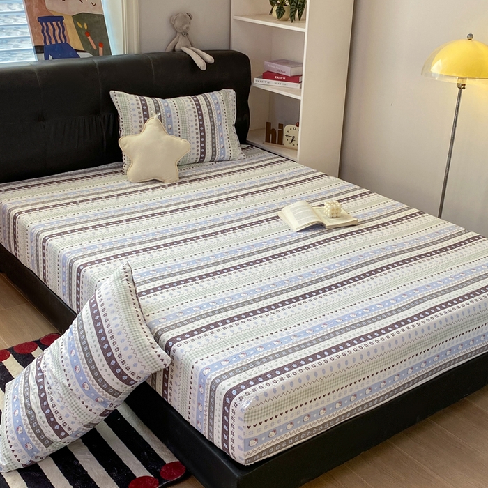 91家纺网 家纺一手货源 找家纺 赛琳 2026新款泡芙纱床笠系列单床笠床笠单件（有买家秀） 猫咪集蓝