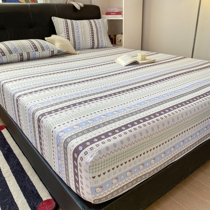 91家纺网 家纺一手货源 找家纺 赛琳 2026新款泡芙纱床笠系列单床笠床笠单件（有买家秀） 猫咪集蓝